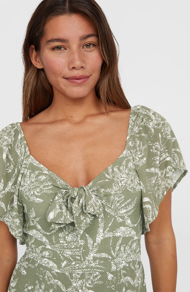 Kesia Jumpsuit | Green Textured Jungle
