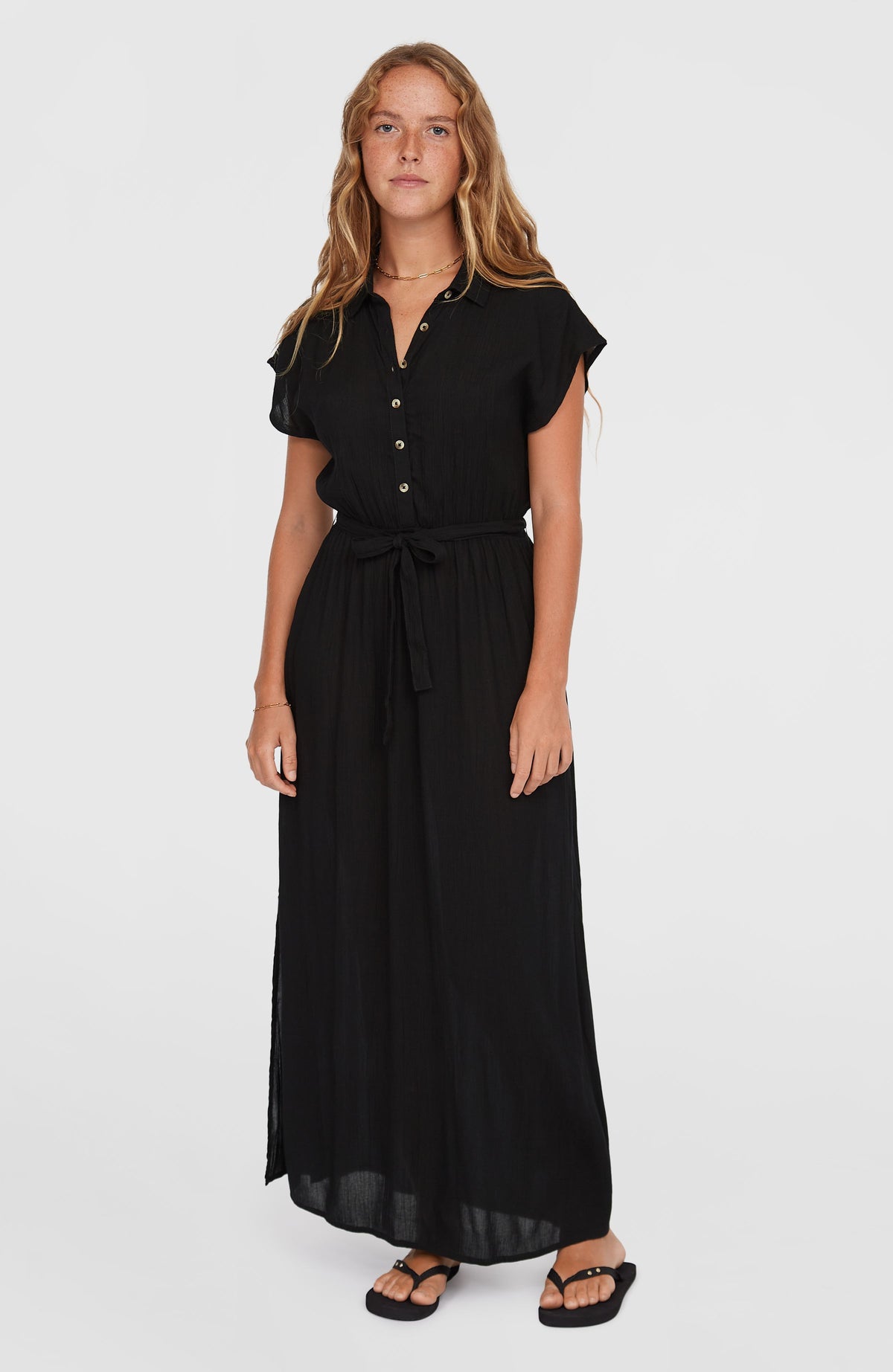 Lori Maxi Shirt Dress | Black Out