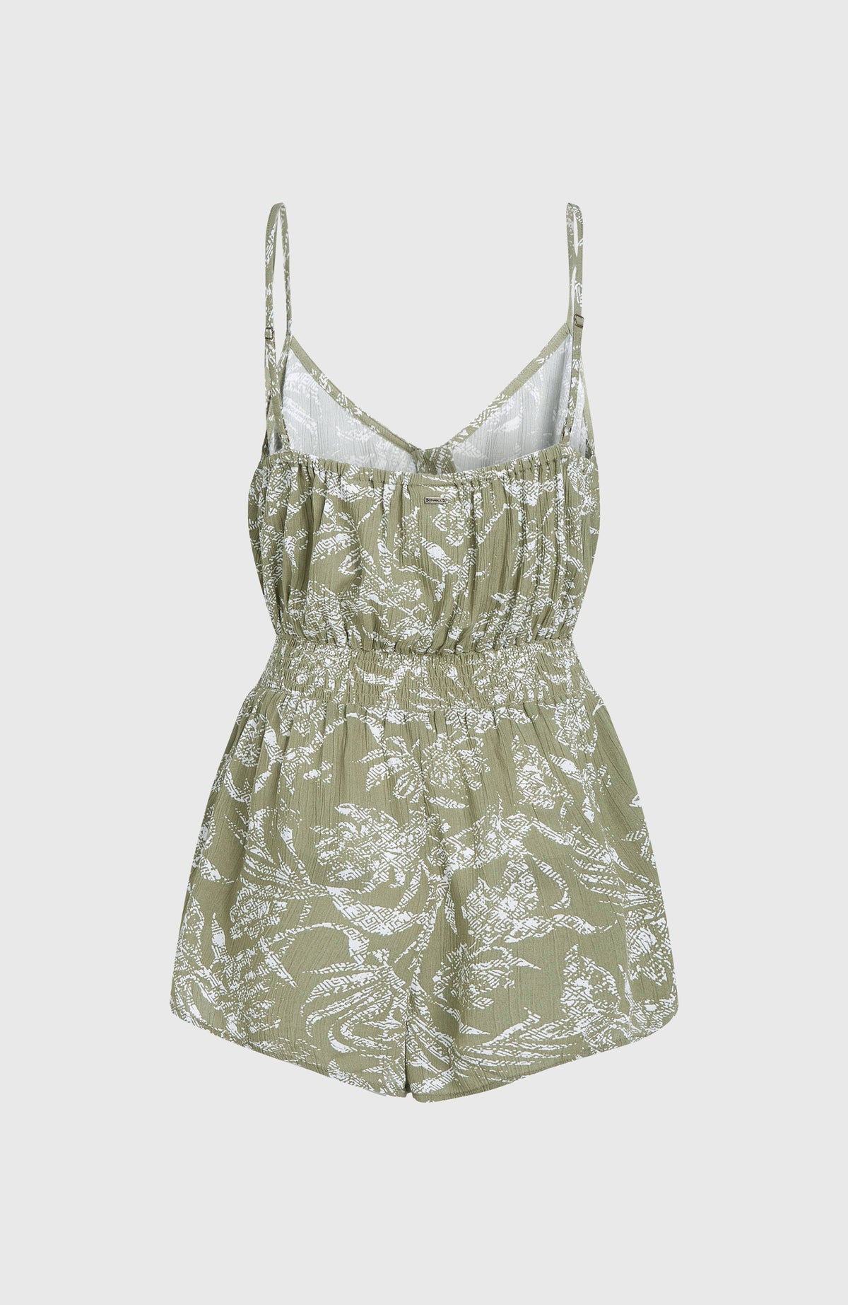 Thin Strap Buttoned Romper | Green Textured Jungle