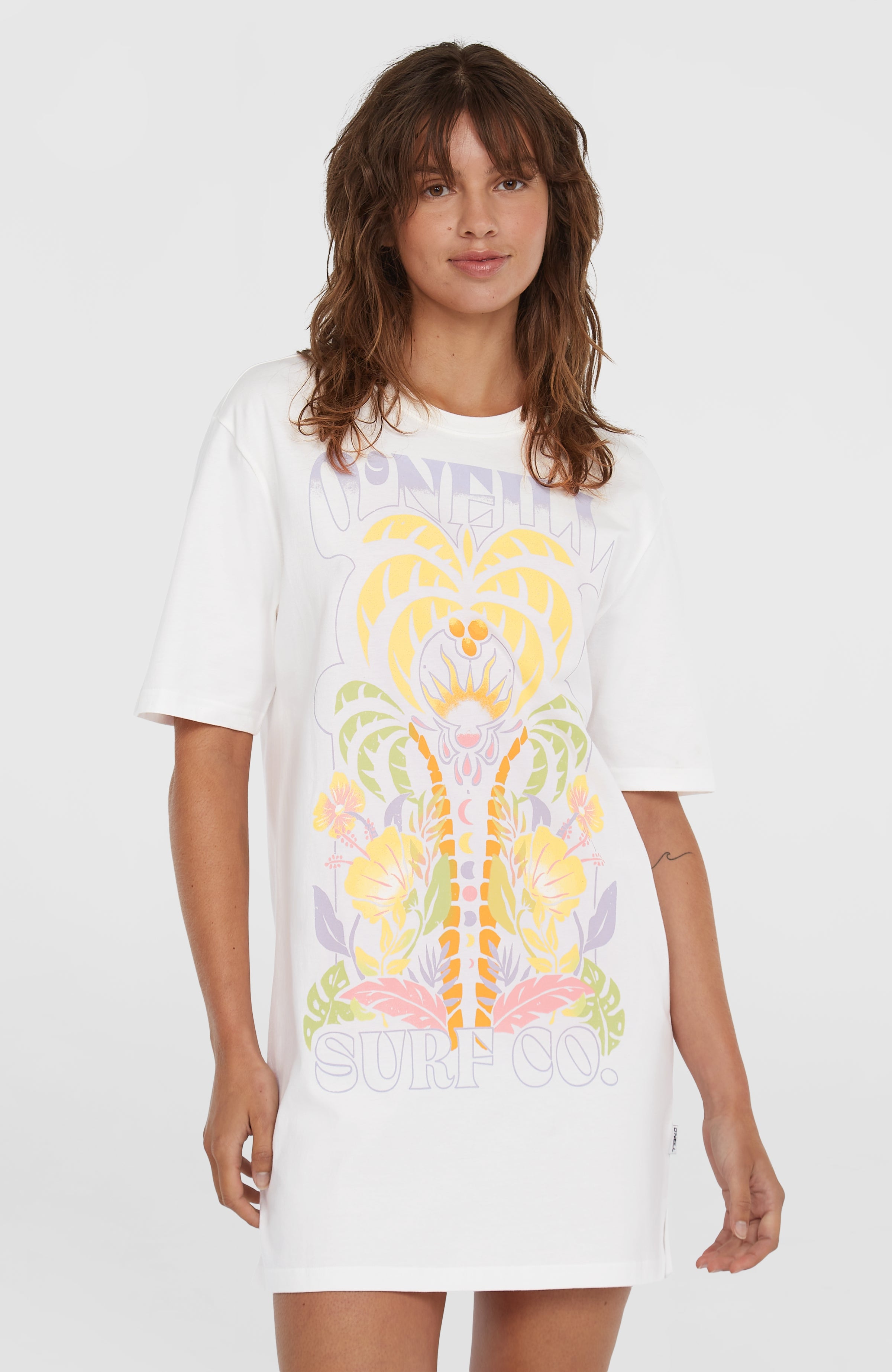 Viaria L S O Neck Open Back Dress Snow White