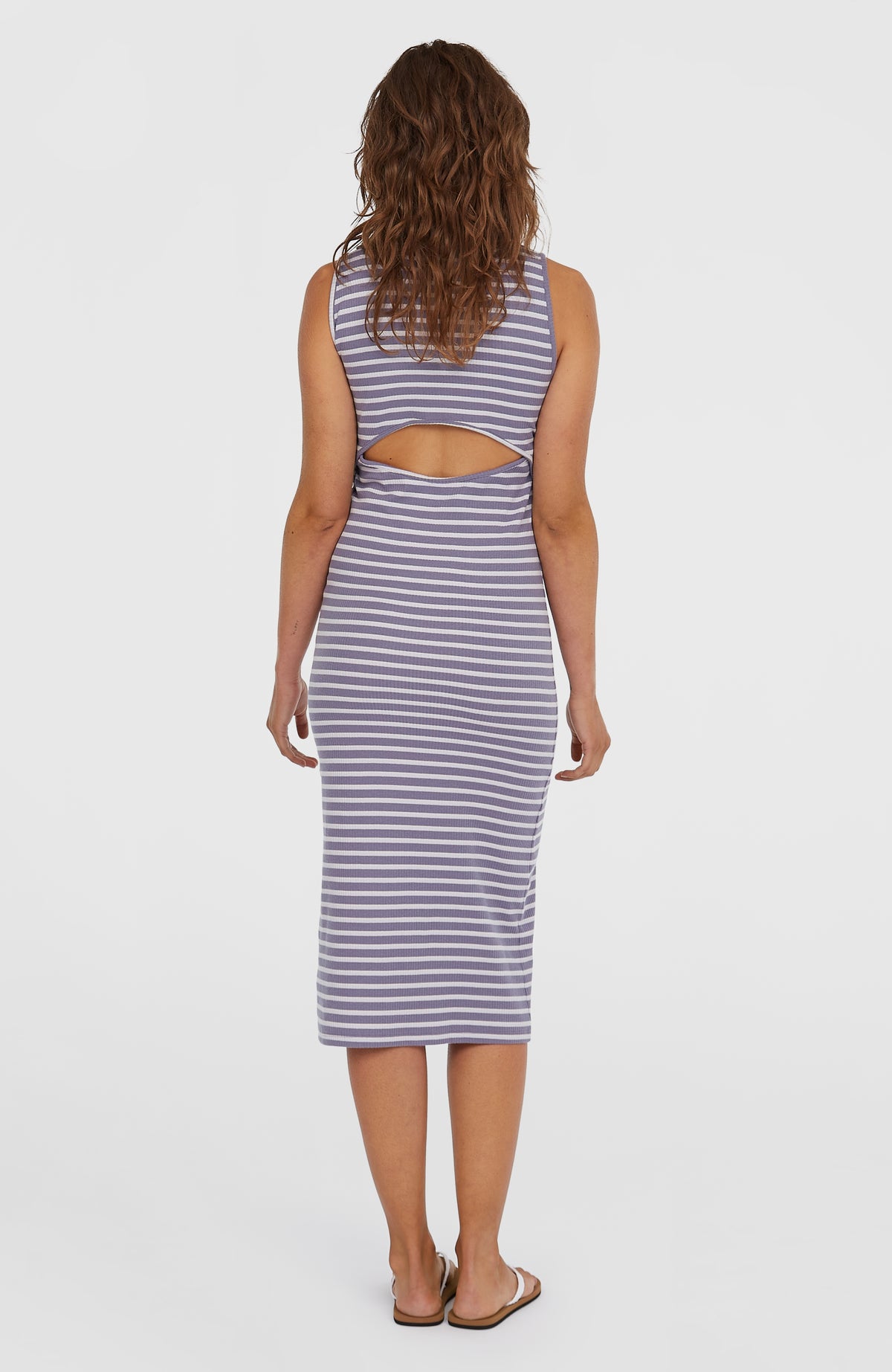 Jess Midi Rib Dress | Purple Yarn Dye Stripe