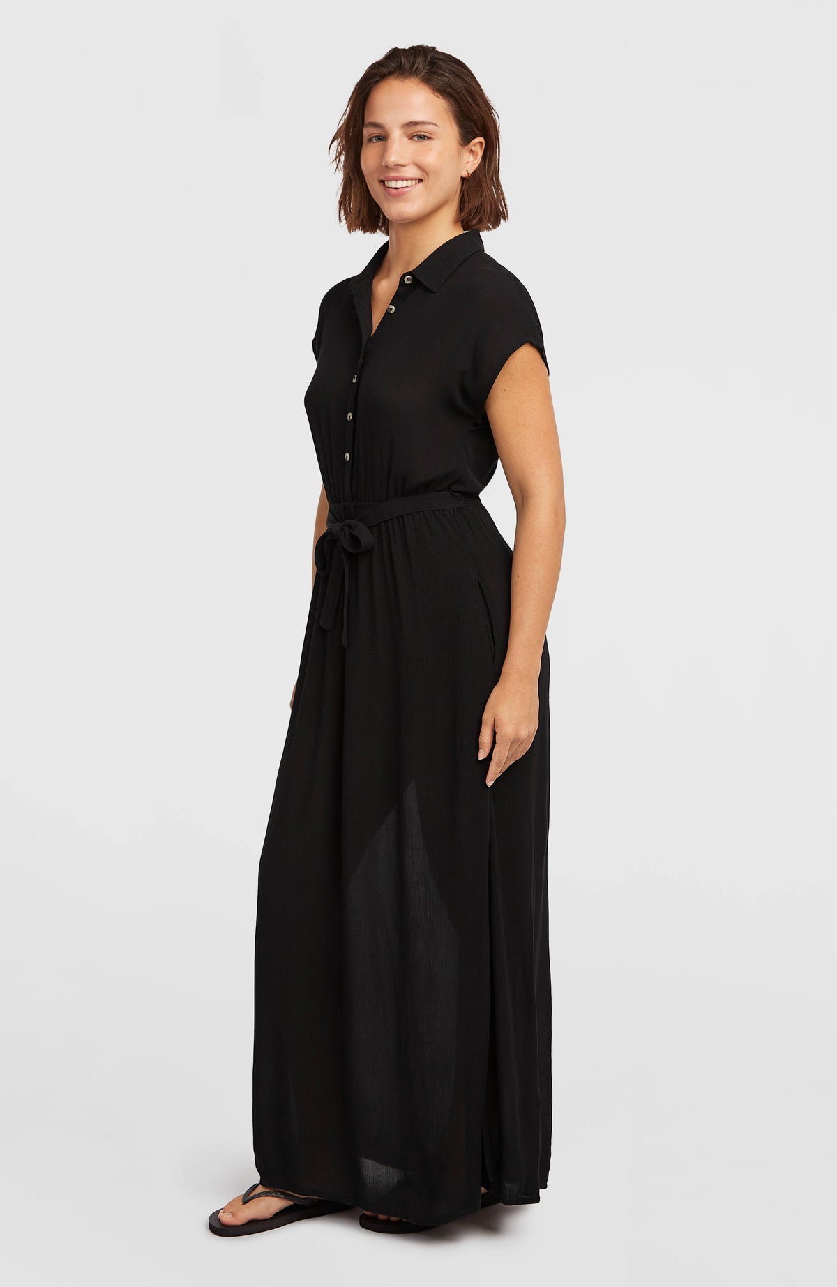 Lori Maxi Shirt Dress | Black Out