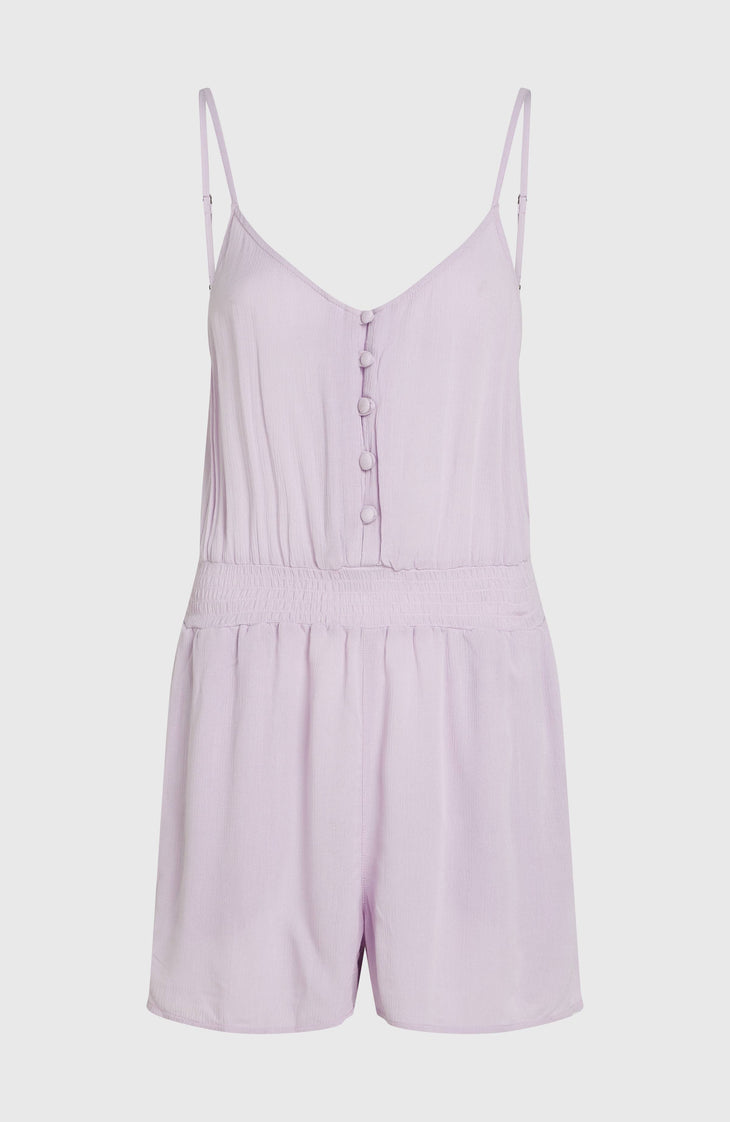 Thin Strap Buttoned Romper | Pale Lavender