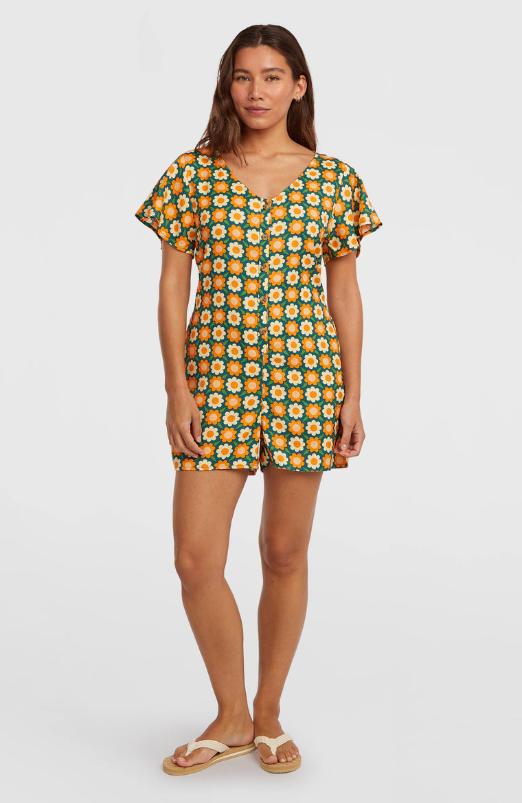 O'Riginals Playsuit | Green Retro Flower O'Riginals Playsuit | Green Retro Flower