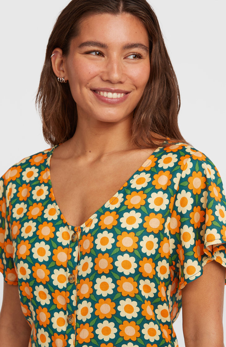 O'Riginals Playsuit | Green Retro Flower