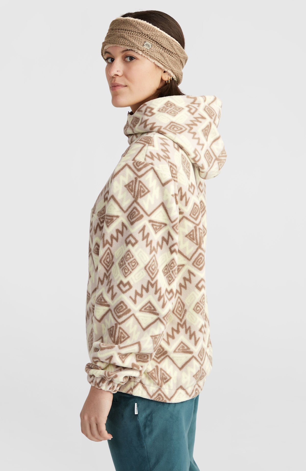 Superfleece Half-Zip Hoodie | Grey Retro Ikat