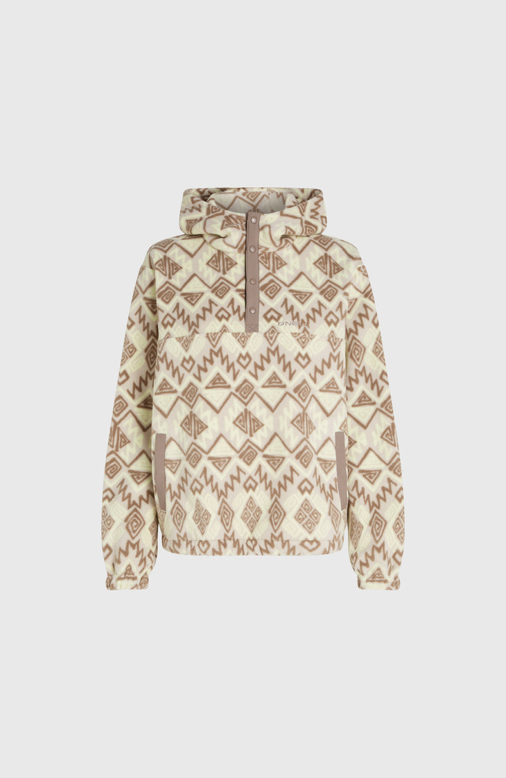 Superfleece Half-Zip Hoodie | Grey Retro Ikat