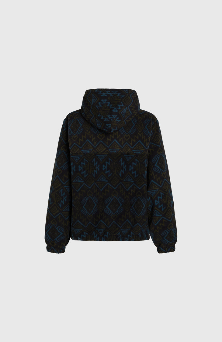 Superfleece Half-Zip Hoodie | Black Retro Ikat