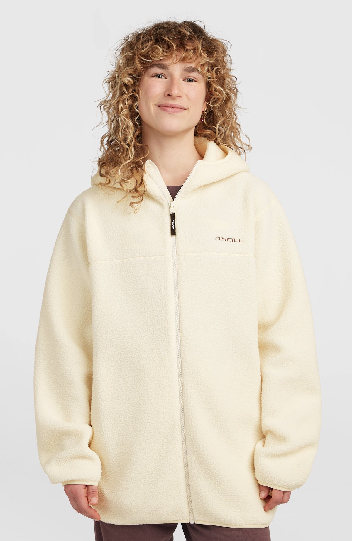 Must-Have Long Full-Zip High-Pile Fleece | Linen White