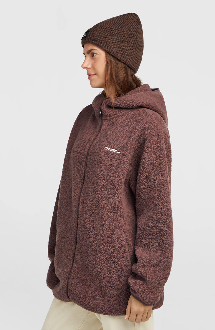 Must-Have Long Full-Zip High-Pile Fleece | Purple Gray