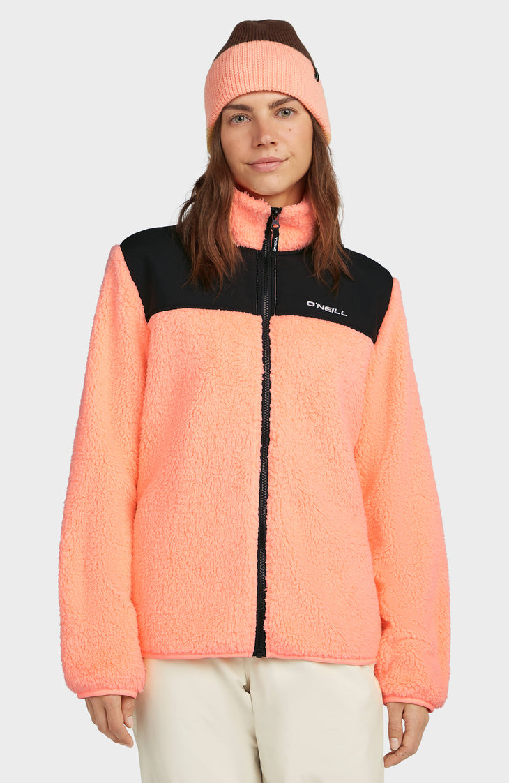 FWC'Cruz Fuzzy Full-Zip Fleece | Funky Peach Colour Block