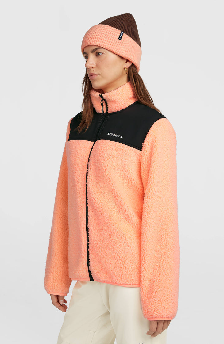 FWC'Cruz Fuzzy Full-Zip Fleece | Funky Peach Colour Block