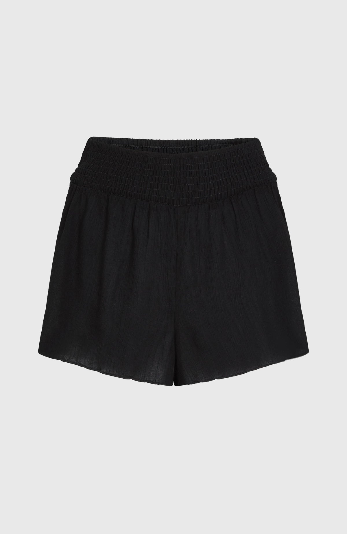 Johnny Smocked Waist Shorts | Black Out