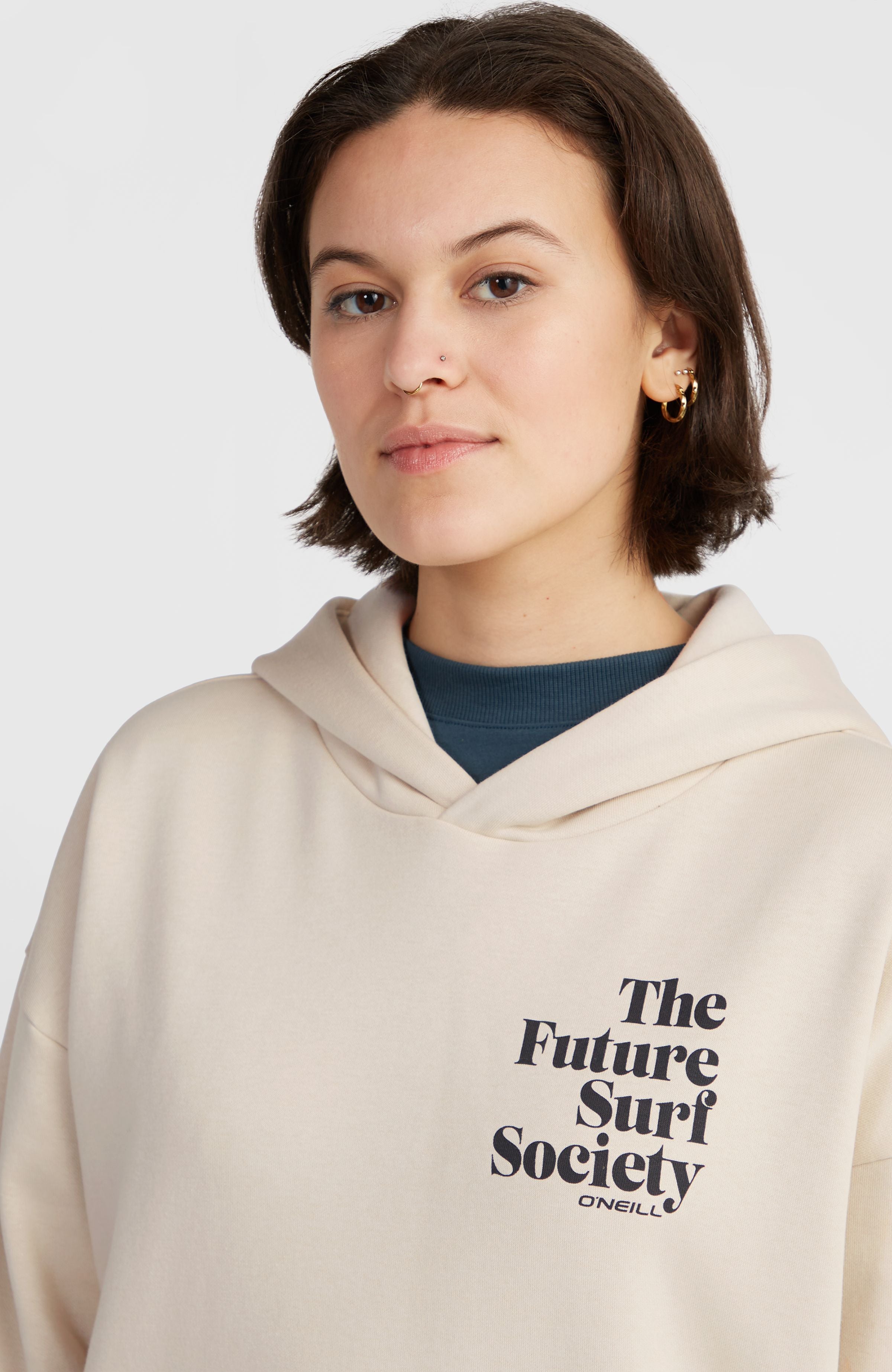 O'Neill Surf State Hoodie - Felpa Con Cappuccio Oversize Donna, Esterno Carbone E Interno Spazzolato