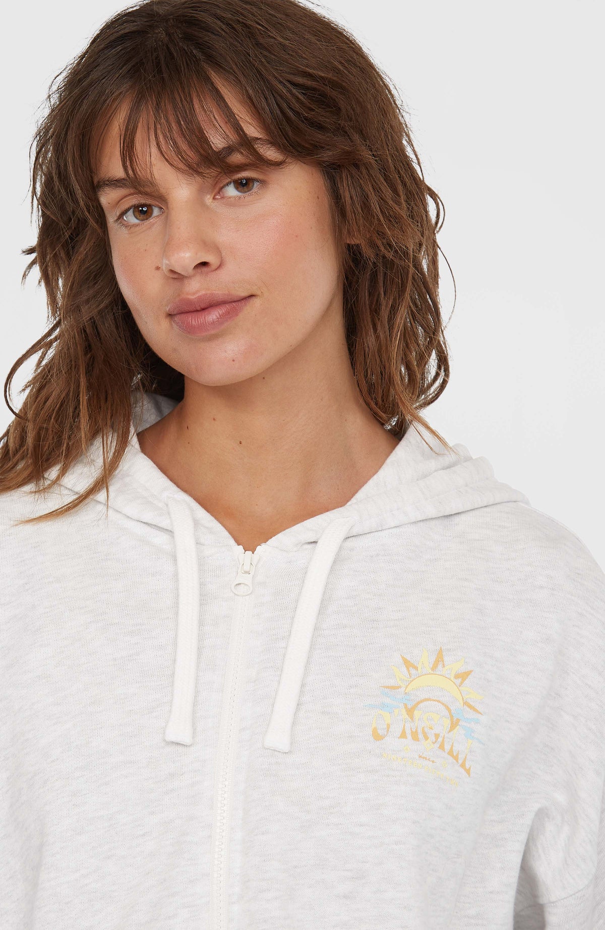 Beach Vintage Full Zip Hoodie | White Melange