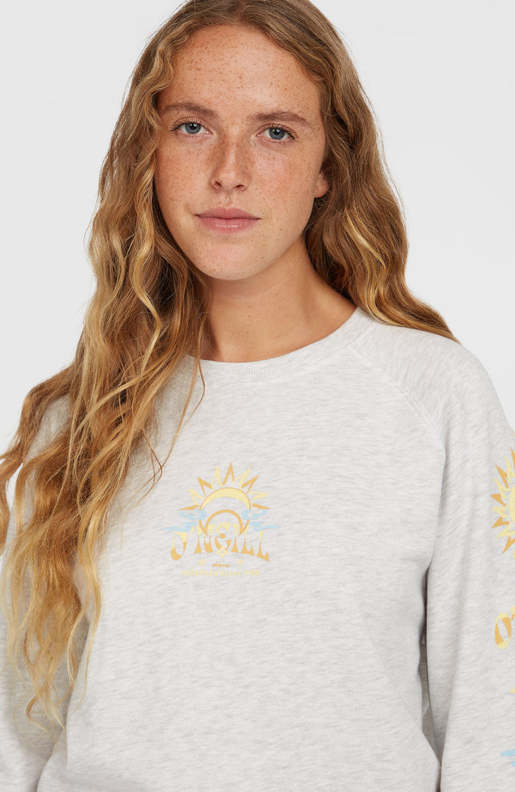 Beach Vintage Crew Sweatshirt | White Melange
