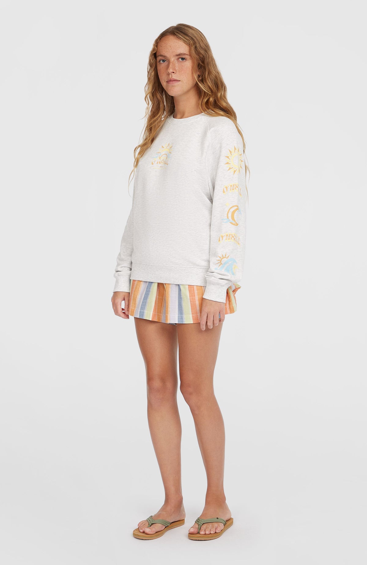 Beach Vintage Crew Sweatshirt | White Melange