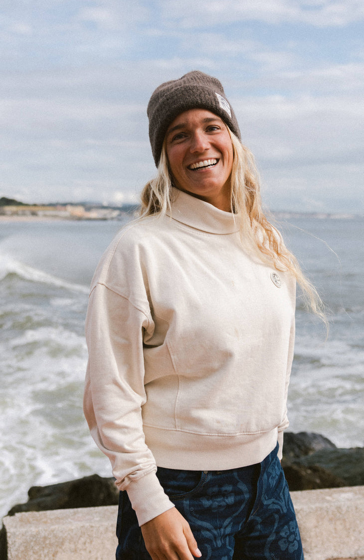 O'Riginals High-Neck Crew Sweatshirt | Linen White
