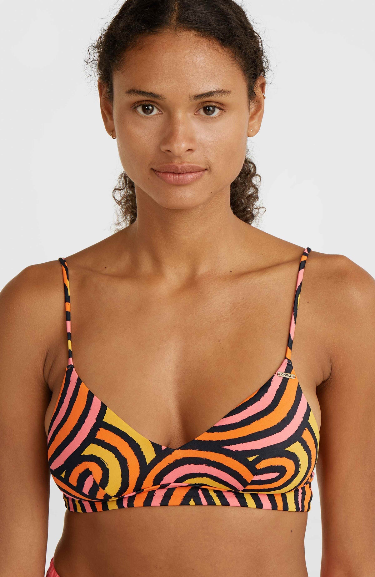 Wave Crop Bikini Top | Orange Rainbow Stripe