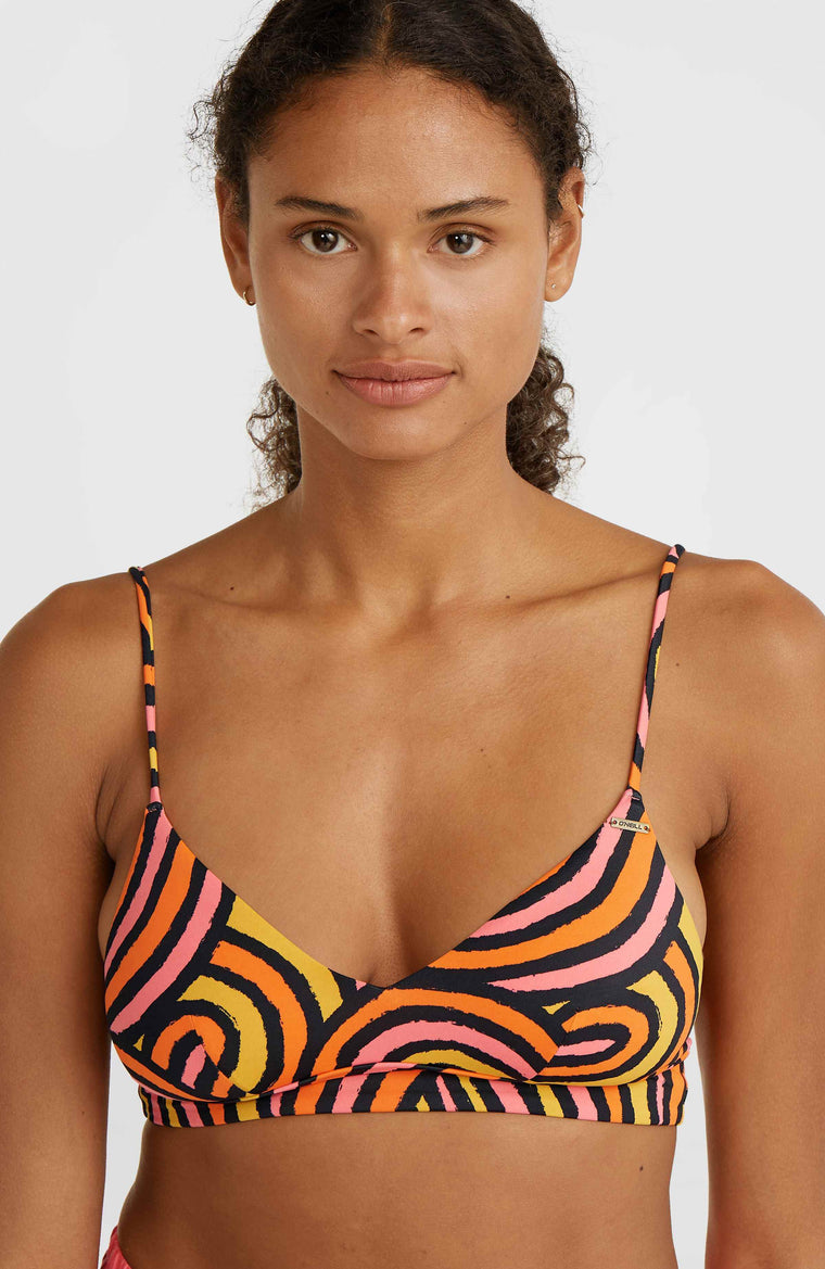 Wave Crop Bikini Top | Orange Rainbow Stripe Wave Crop Bikini Top | Orange Rainbow Stripe