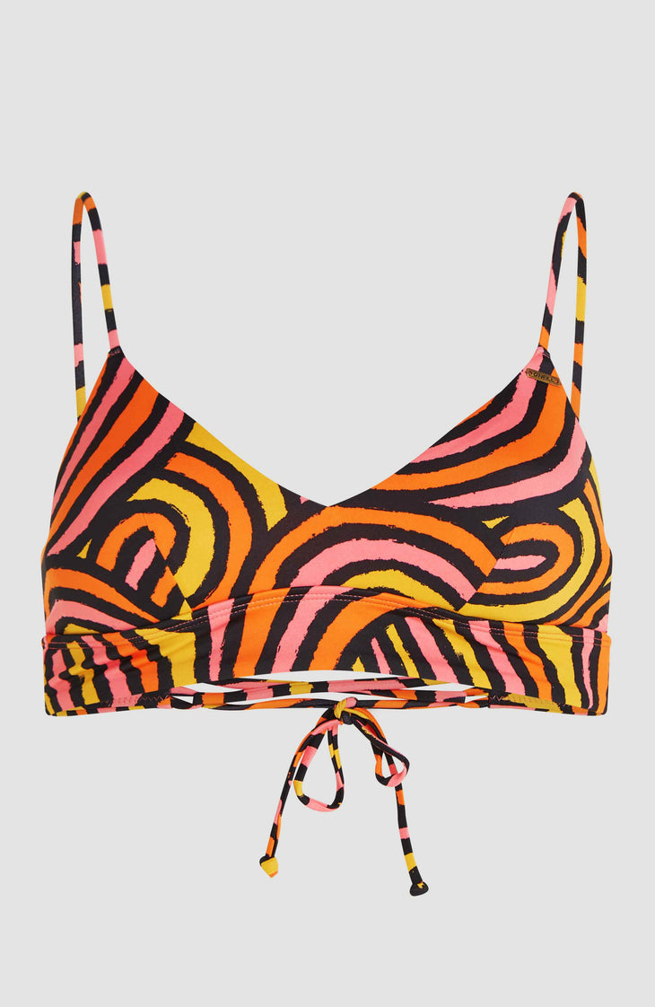 Wave Crop Bikini Top | Orange Rainbow Stripe