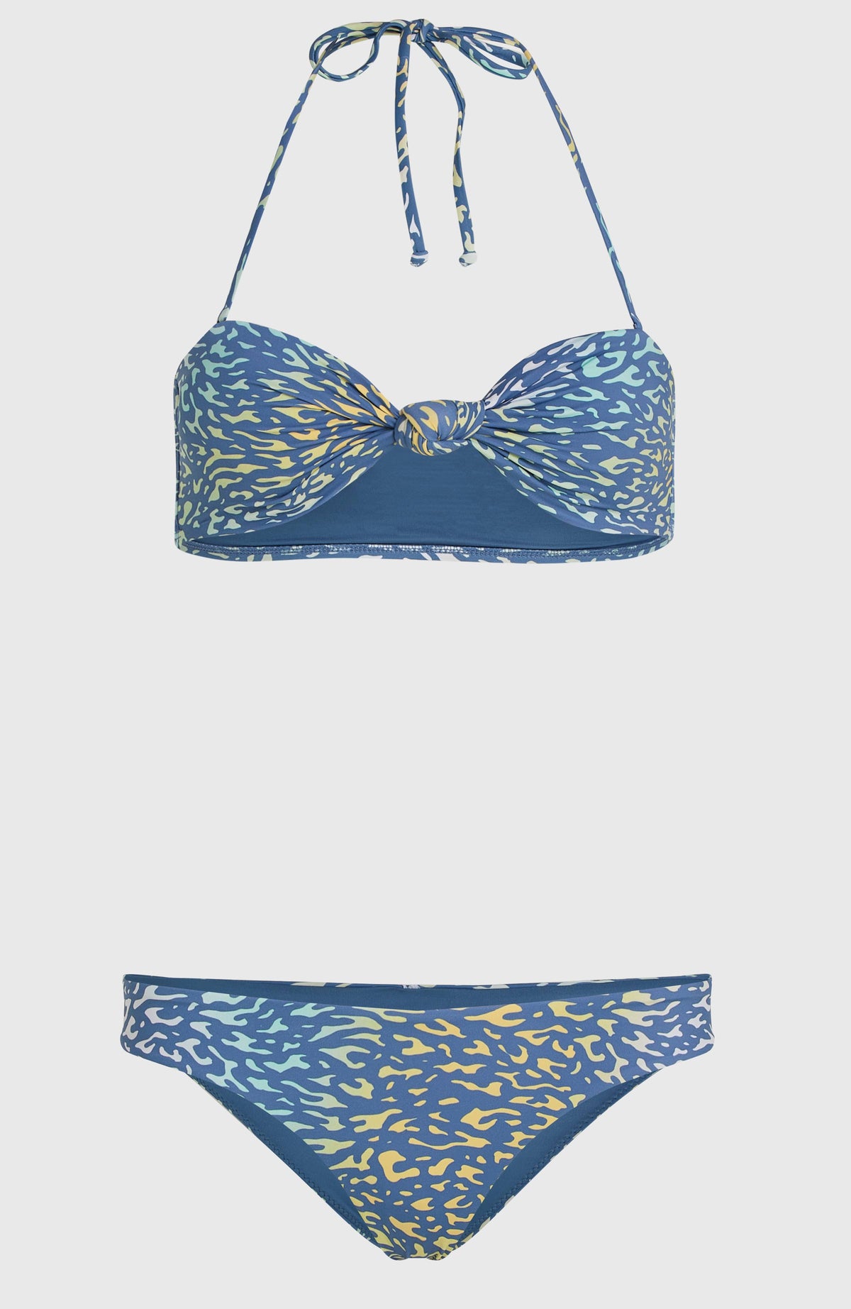 Knot Bandeau Matira Bikini Set | Yellow Animal Blur