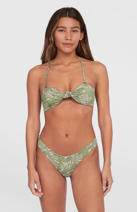 Knot Bandeau Matira Bikini Set | Green Textured Jungle