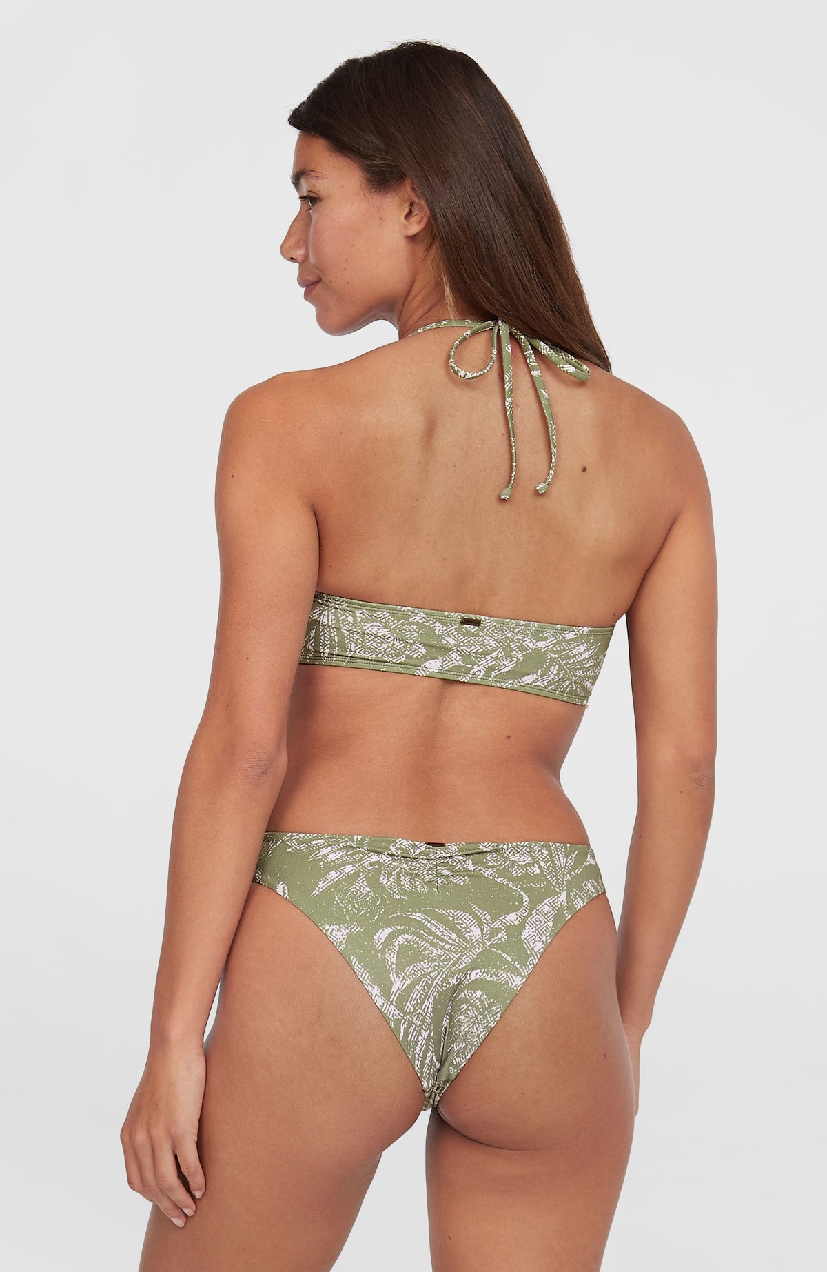 Knot Bandeau Matira Bikini Set | Green Textured Jungle