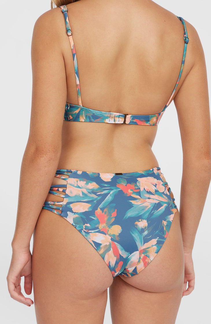 Boulders Strappy Sides Bikini Bottoms | Blue Painted Tropics