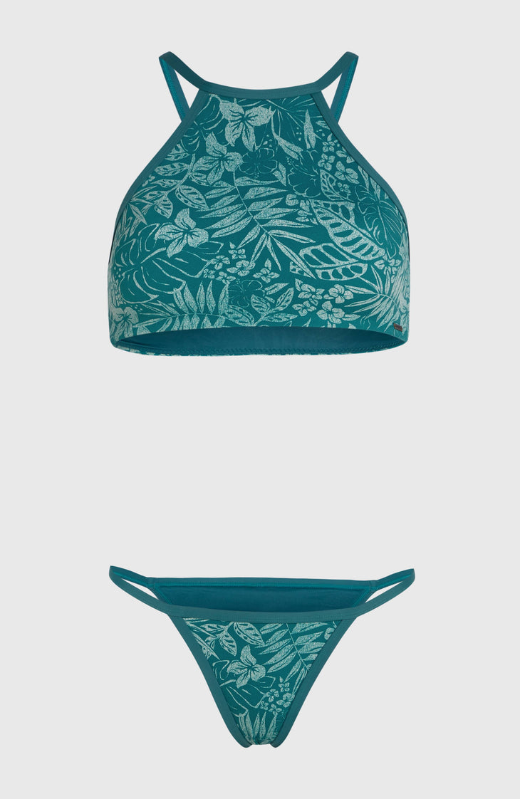 3X Faster-Drying High-Neck Bikini Set | Green Island Sky