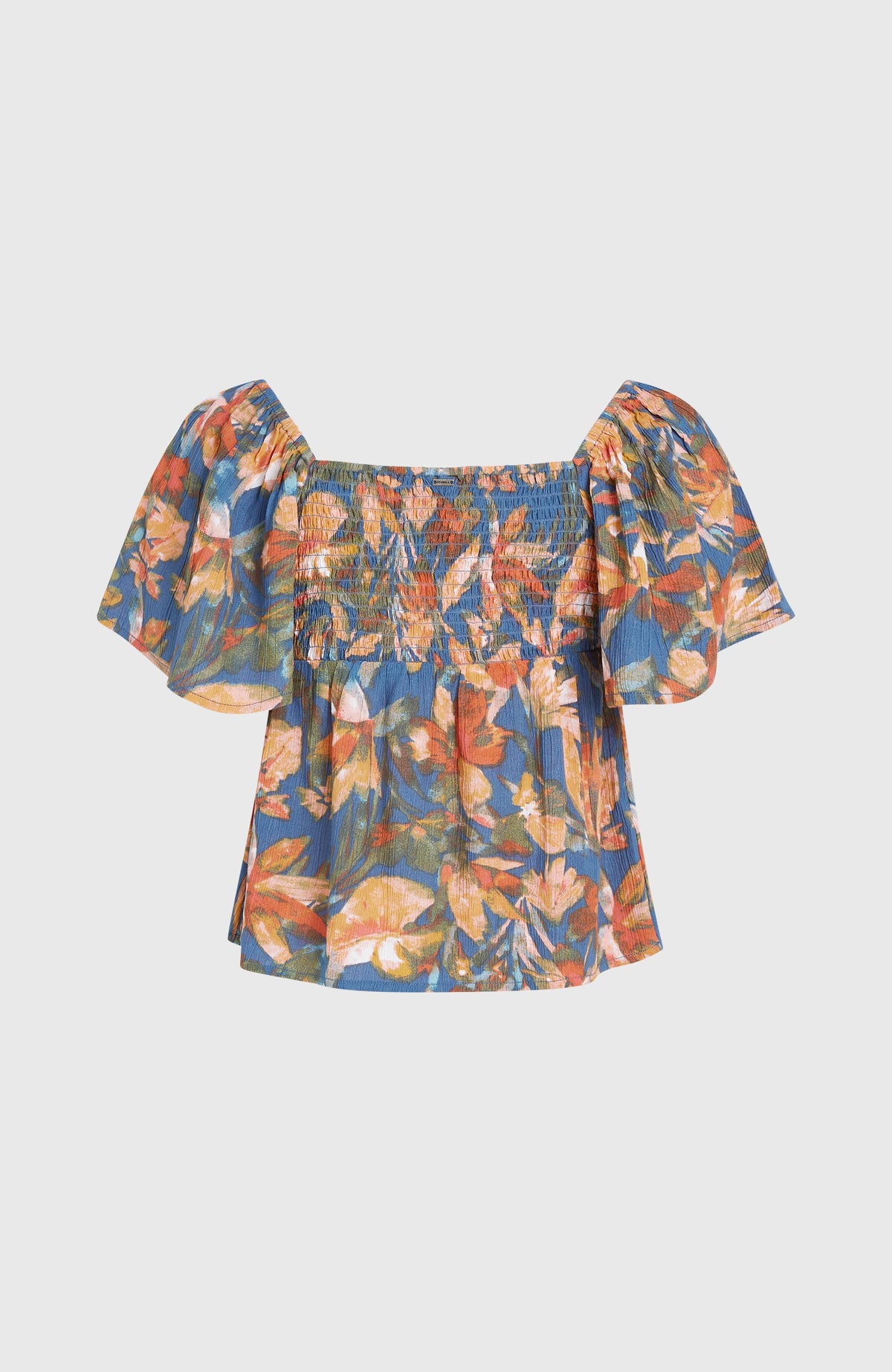 Huges Woven Top | Blue Painted Tropics