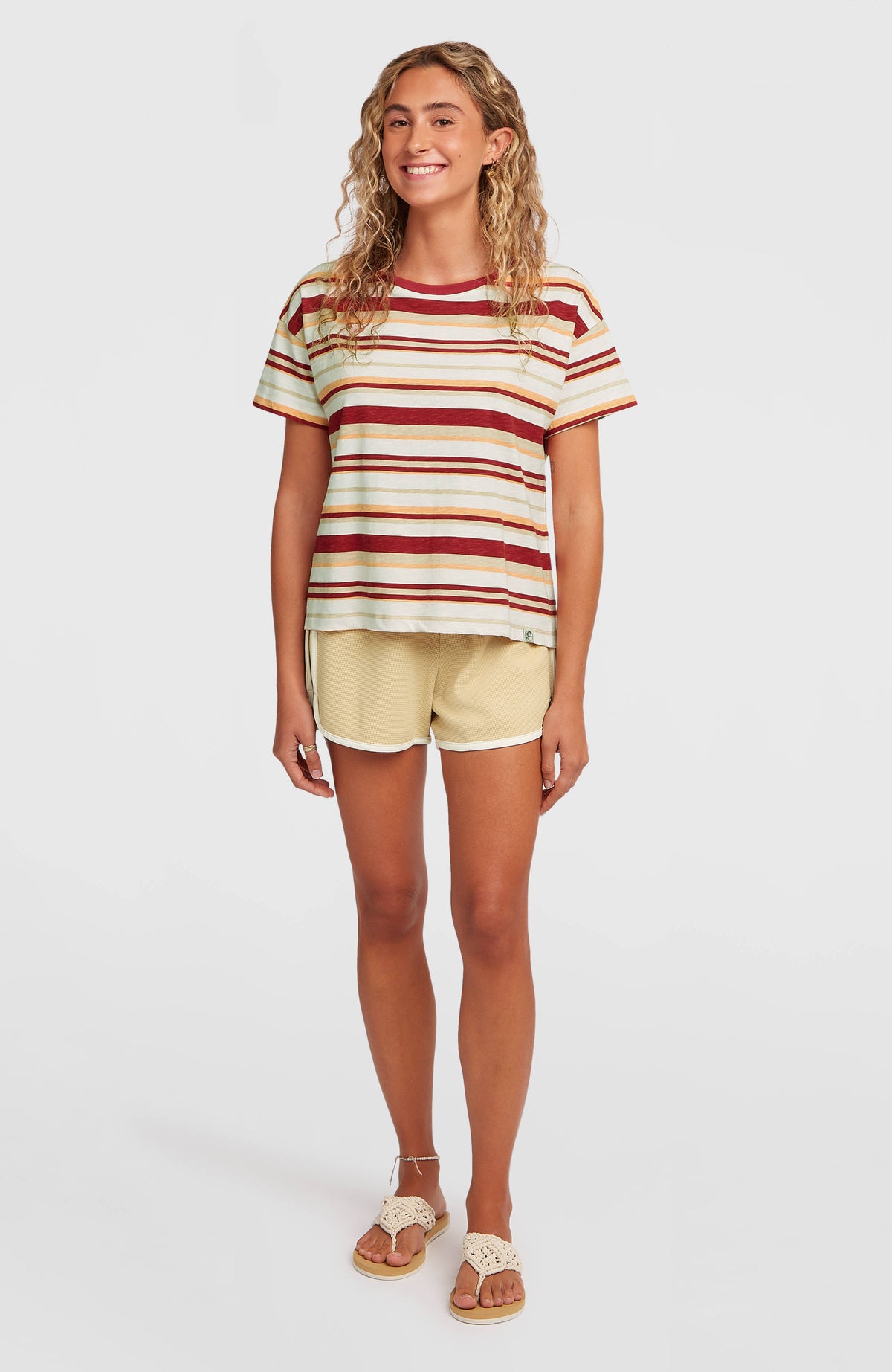 O'Riginals Boxy Stripe T-Shirt | Beige Originals tee stripe
