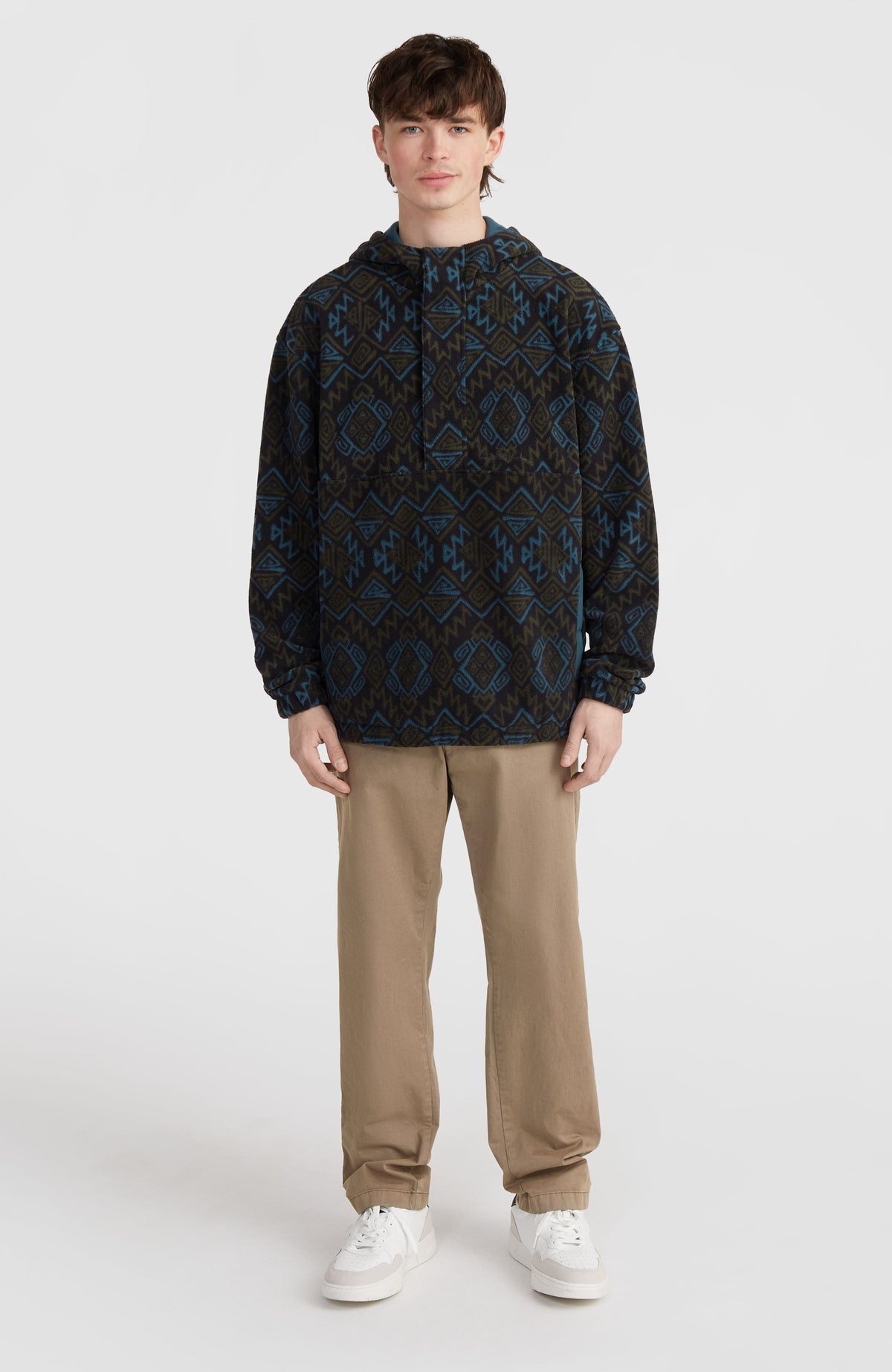 Superfleece Half-Zip Hoodie | Black Retro Ikat