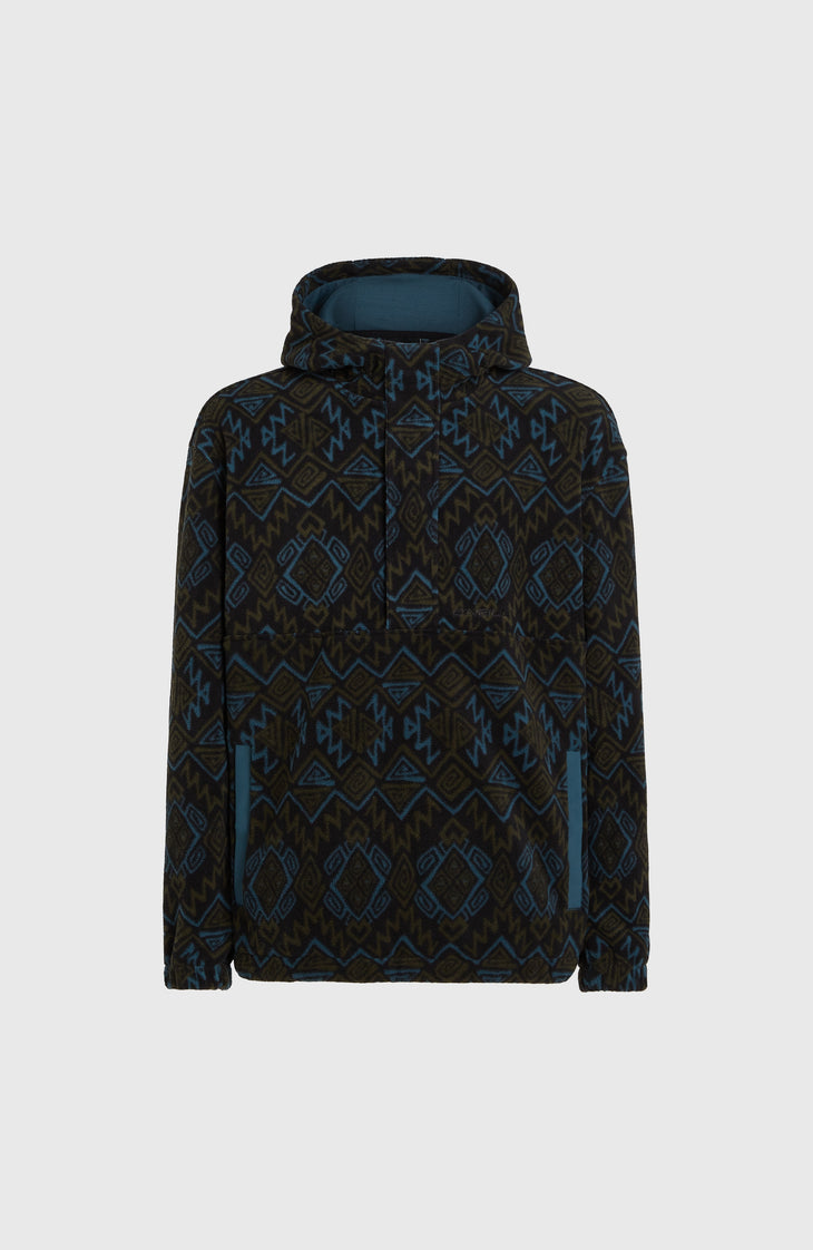 Superfleece Half-Zip Hoodie | Black Retro Ikat