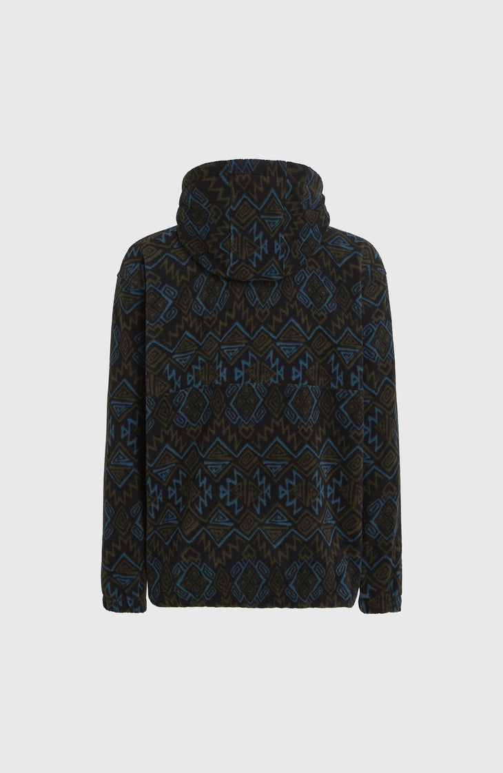 Superfleece Half-Zip Hoodie | Black Retro Ikat