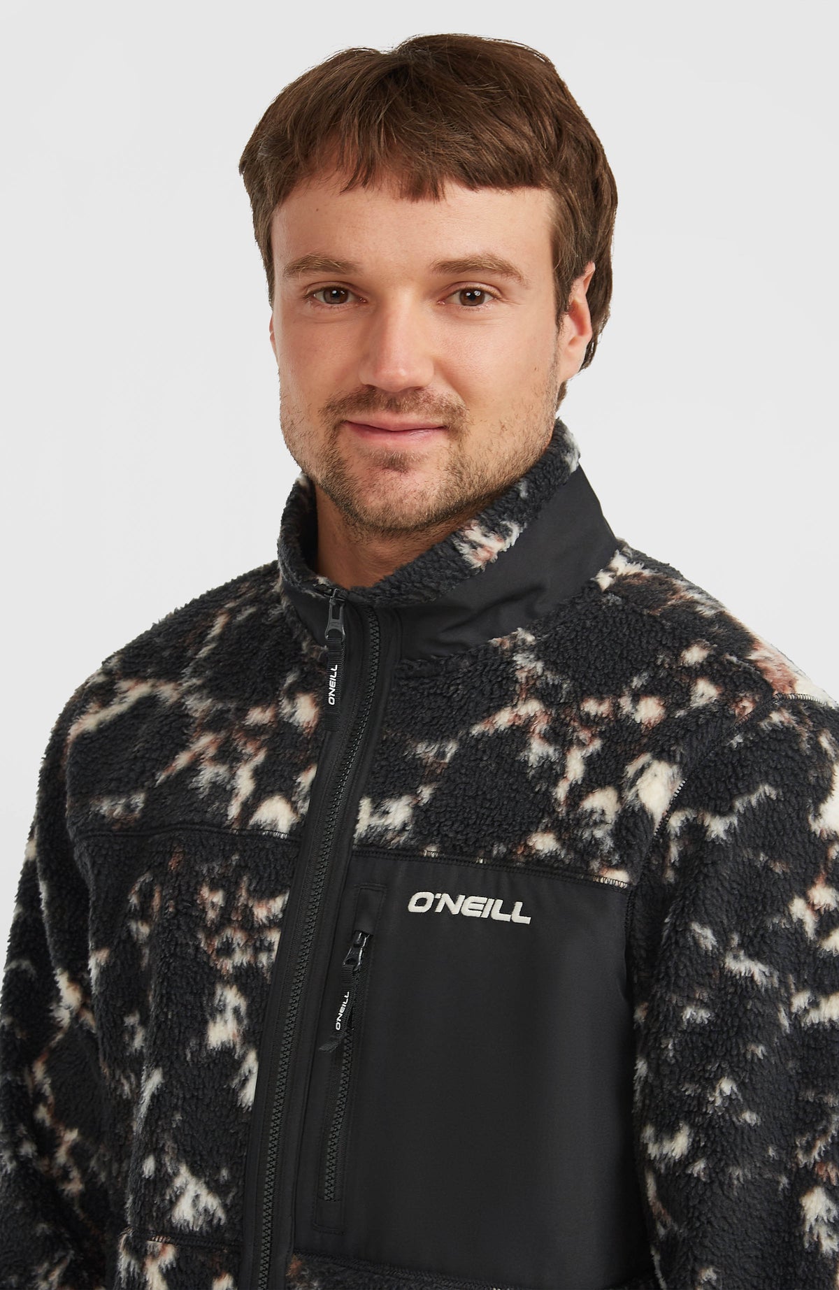 Must-Have High-Pile Full-Zip Fleece | Black/Beige Quarry