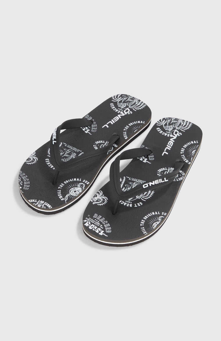 Profile Graphic Sandals | Black Mystical Profile Graphic Sandals | Black Mystical