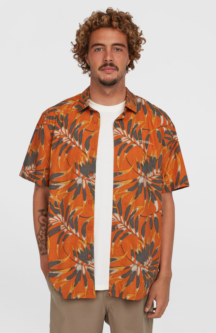 Print Shirt | Orange Dipped Leaves Print Shirt | Orange Dipped Leaves