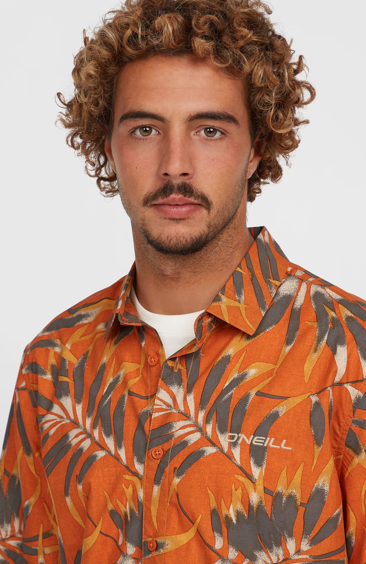 Print Shirt | Orange Dipped Leaves