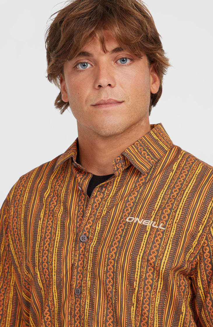 Print Shirt | Orange Pressed Lines