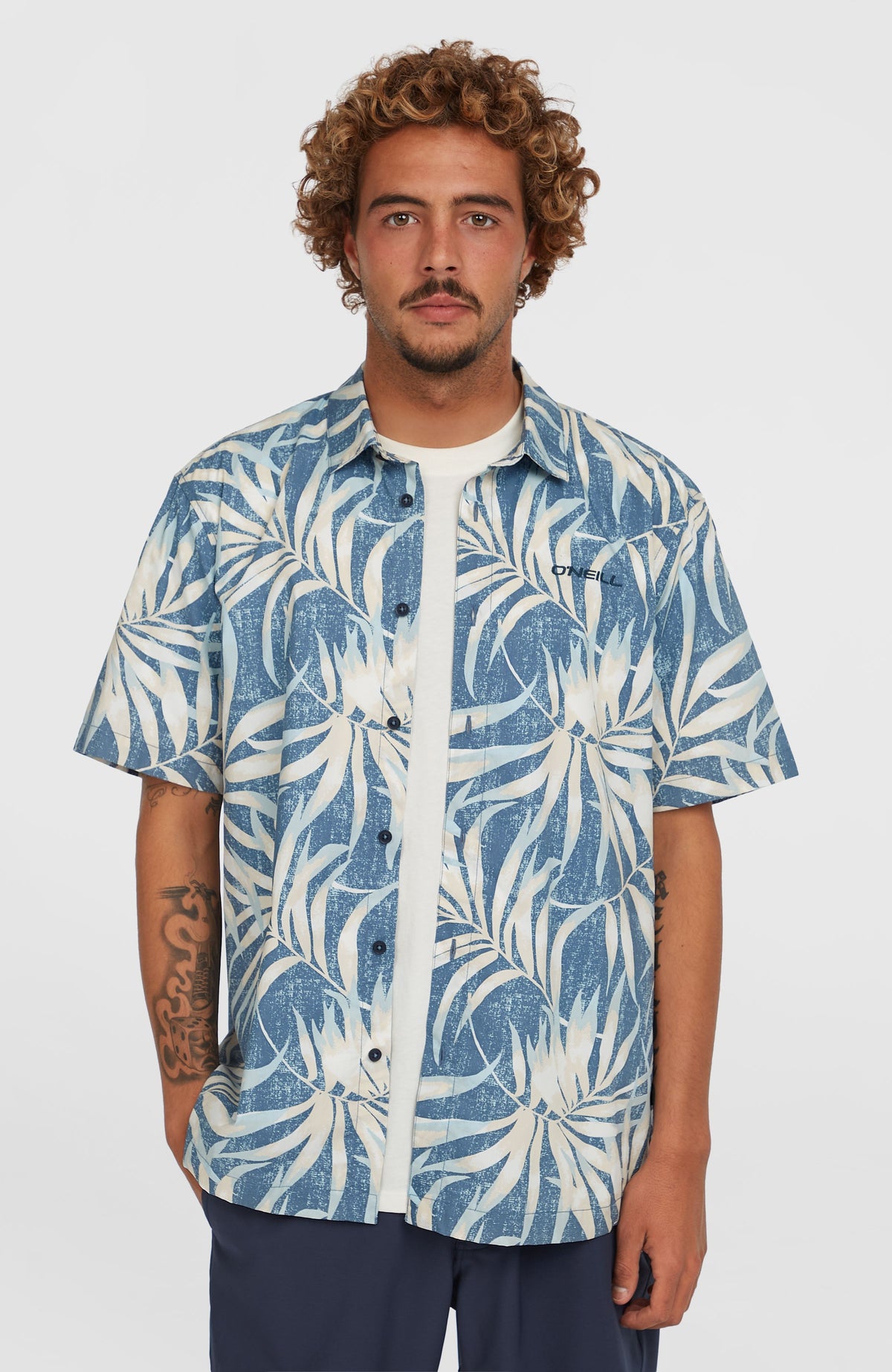 Print Shirt | Blue Dipped Leaves