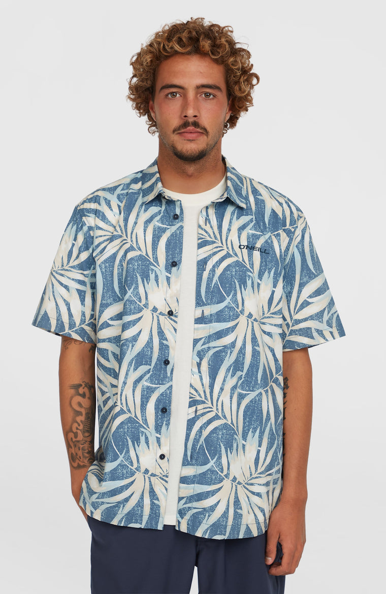 Print Shirt | Blue Dipped Leaves Print Shirt | Blue Dipped Leaves