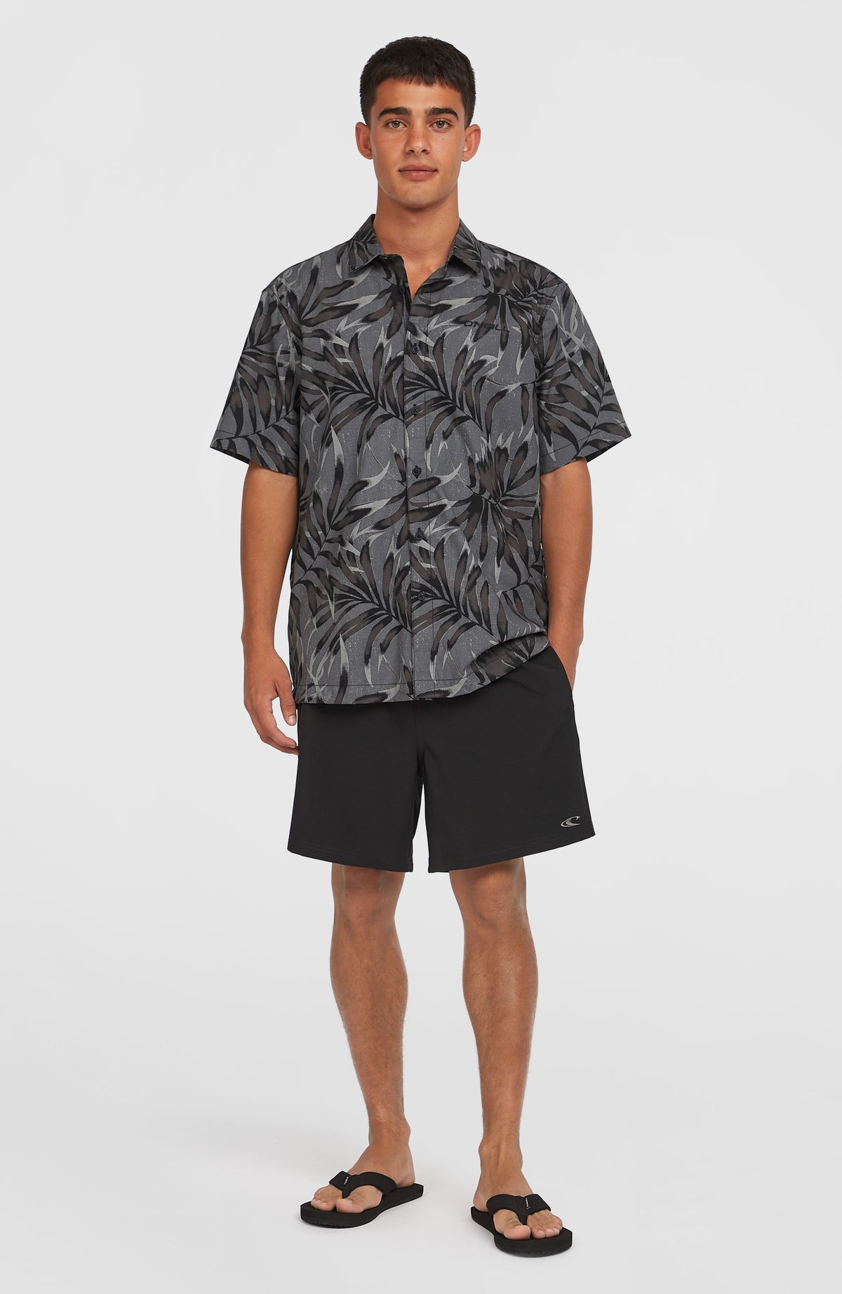 Print Shirt | Black Dipped Leaves