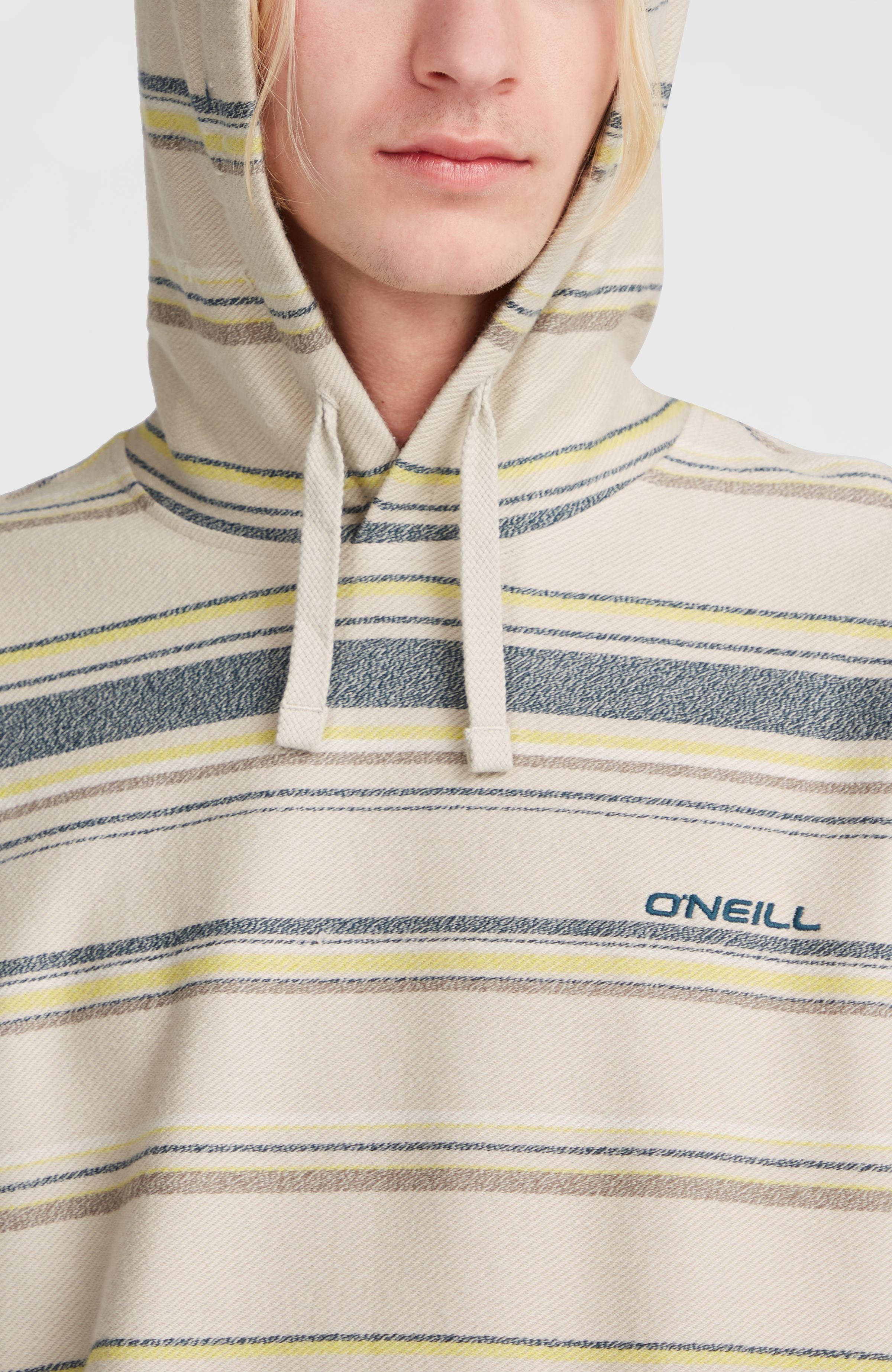 O'Neill Men's Bavaro Stripe Pullover Hoodie – Yarn Dye French Terry, Button Closure