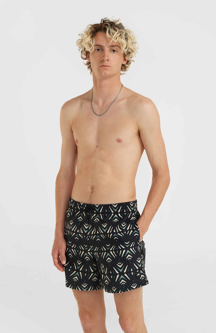Mix and Match Cali Print 15'' Swim Shorts | Black Fade IKAT