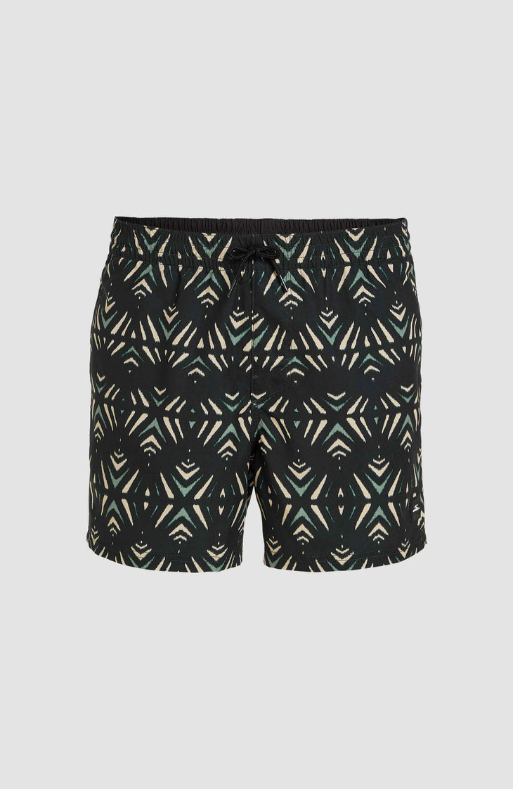 Mix and Match Cali Print 15'' Swim Shorts | Black Fade IKAT