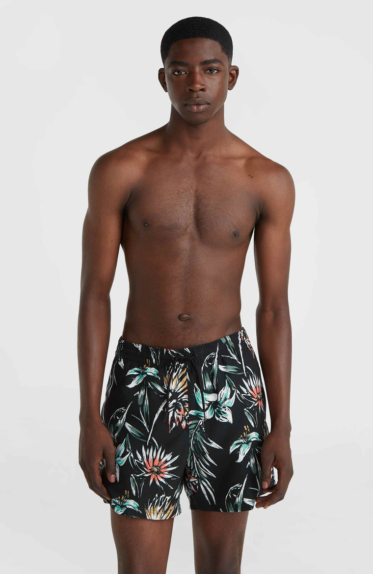 Mix and Match Cali Print 15'' Swim Shorts | Black Tropicana Mix and Match Cali Print 15'' Swim Shorts | Black Tropicana