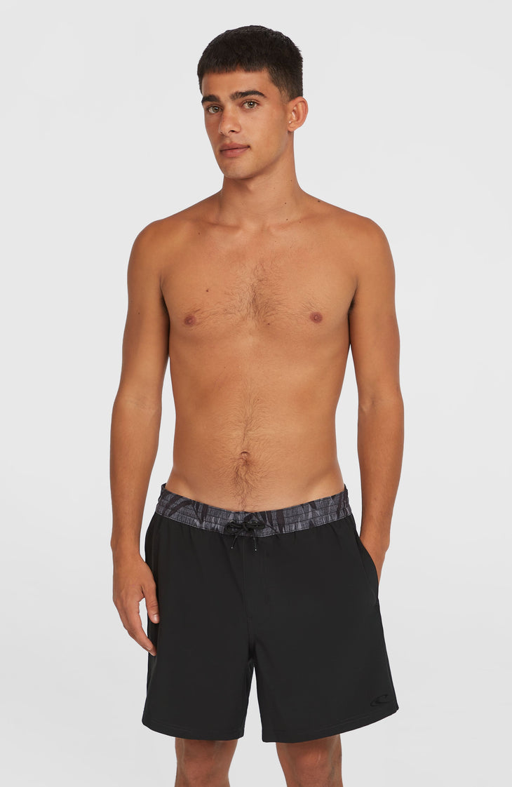 Pocket Print 16'' Swim Shorts | Black Out