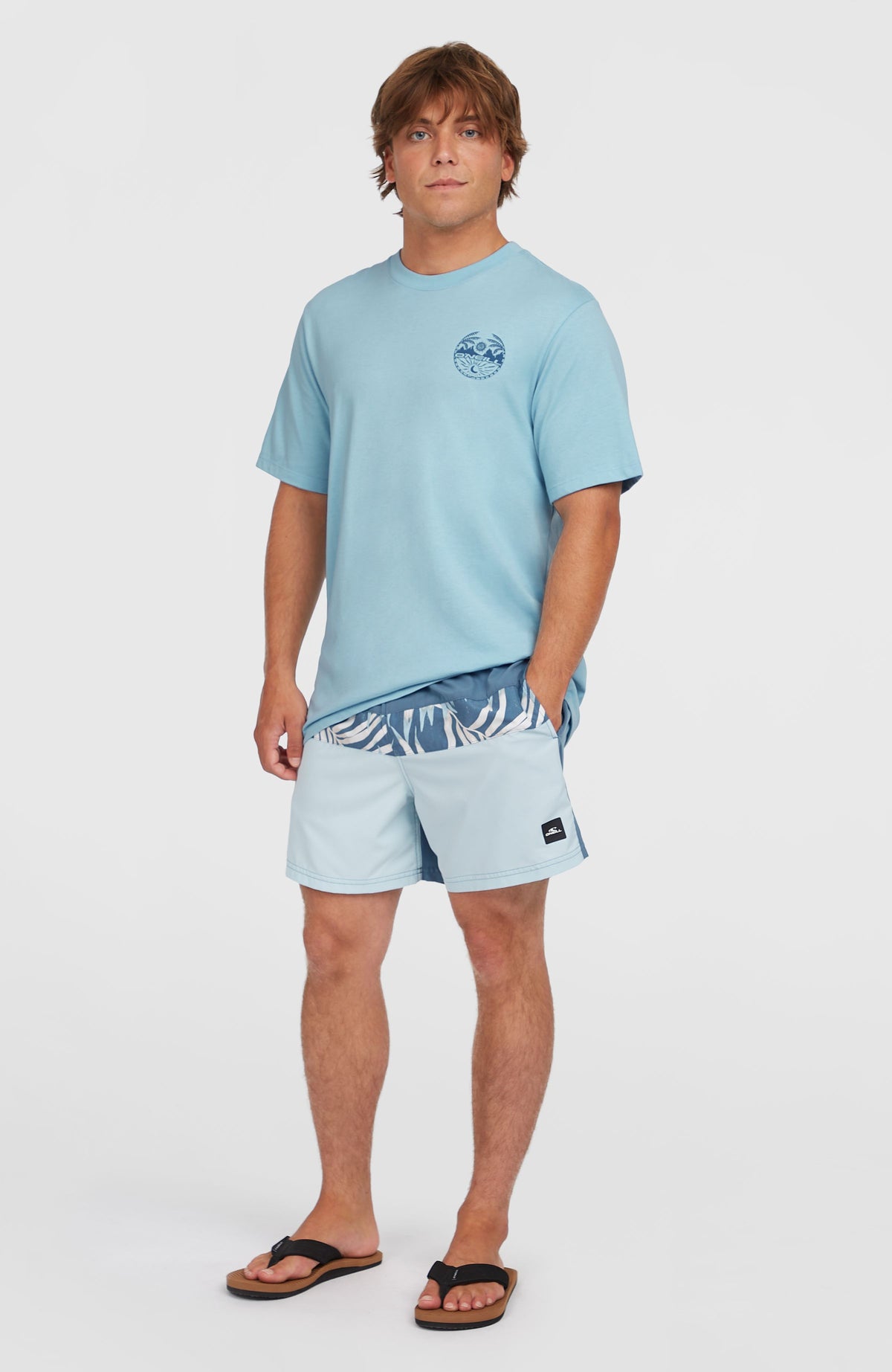 Cali Block 15'' Swim Shorts | Blue Dipped Leaves