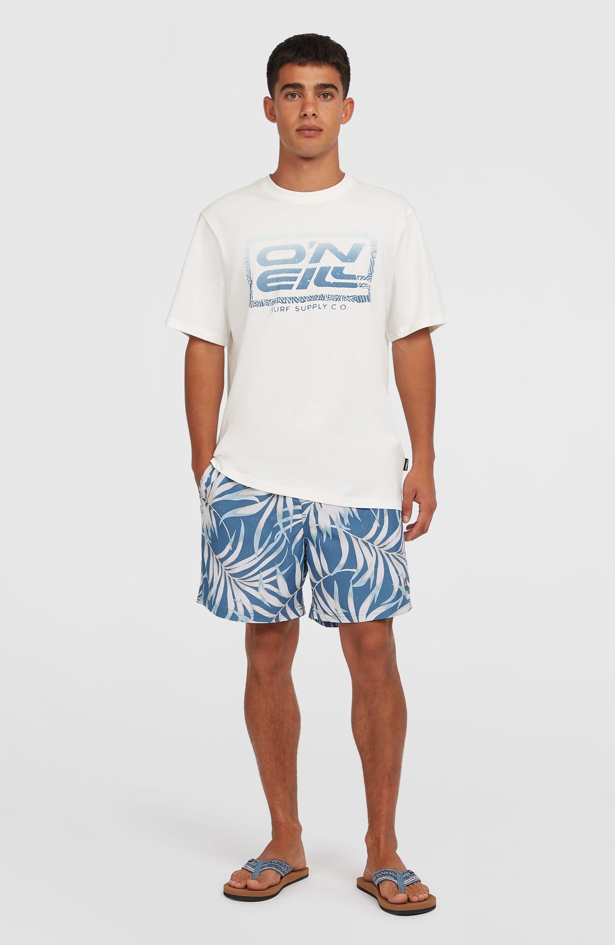 Cali Floral 16'' Swim Shorts | Blue Dipped Leaves